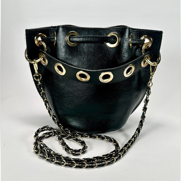 HOUSE OF HARLOW Original 1960 100% Leather Bucket Crossbody Drawstring Bag - Picture 4 of 11